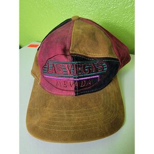Vintage Las Vegas Spellout Souvenir Rayon Snapback Cap Hat Color Block Retro